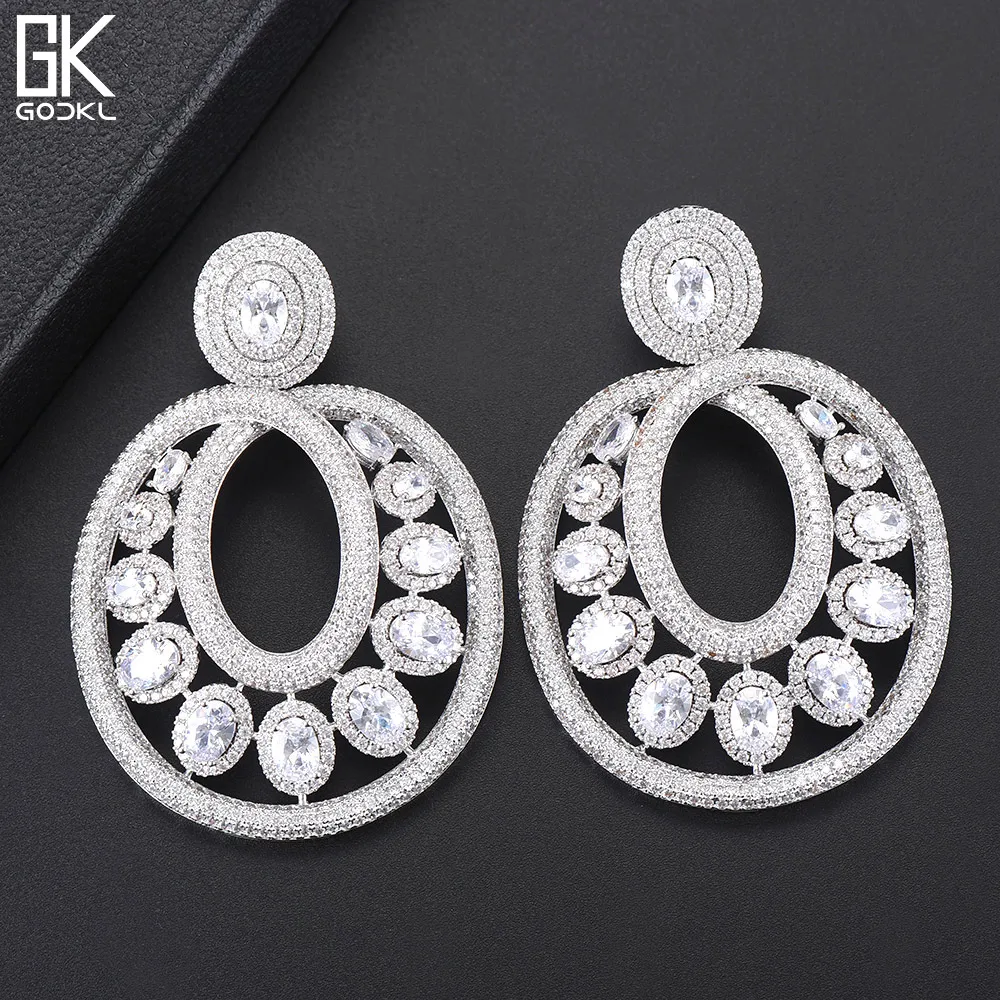 

GODKI 67MM Luxury Geometric African Long Dangle Earrings For Women Wedding Cubic Zircon Crystal CZ Dubai Indian Bridal Earrings