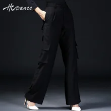 Hc танец латинский танец карманные брюки танцевальный костюм женское для современных танцев длинные черные брюки A235