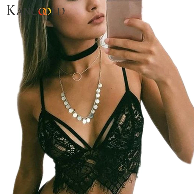 

Fashion Halter Deep V Ultrathin Underwire Women Lace Floral Bralette Bralet Bra Bustier Crop Top Cami Unpadded Tank Jan1