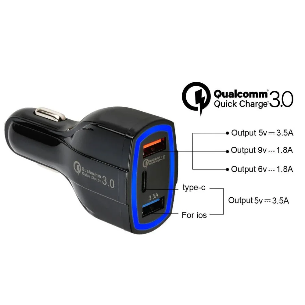 ZMonlinery USB QC3.0 PD автомобильное зарядное устройство для мобильного телефона 3 порта USB быстрое автомобильное зарядное устройство для samsung huawei vivo Tablet PC