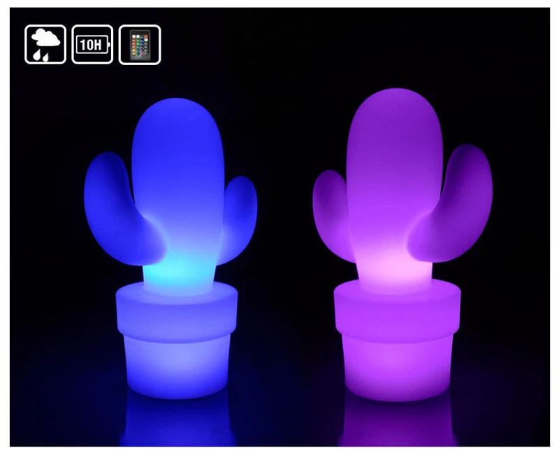 Flutuante ao ar Luzes de Decoração de Vidro à Prova Água com Controle Cactus Desk Table Lamp Night Light Usb Recarregável Rgb Livre d' Remoto Led 2 Cactus desk table lamp LED night light