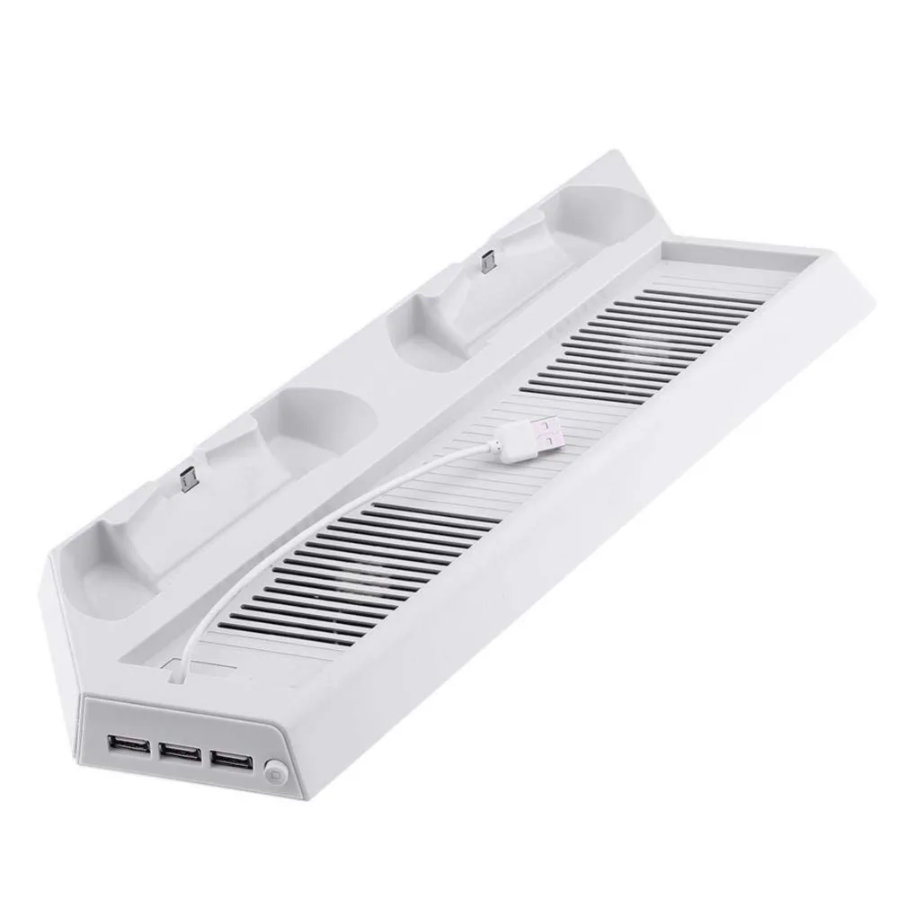 White Cooler FanVertical Cooling Stand Dual Controllers Charging Dock USB Hub for Playstation 4 Pro