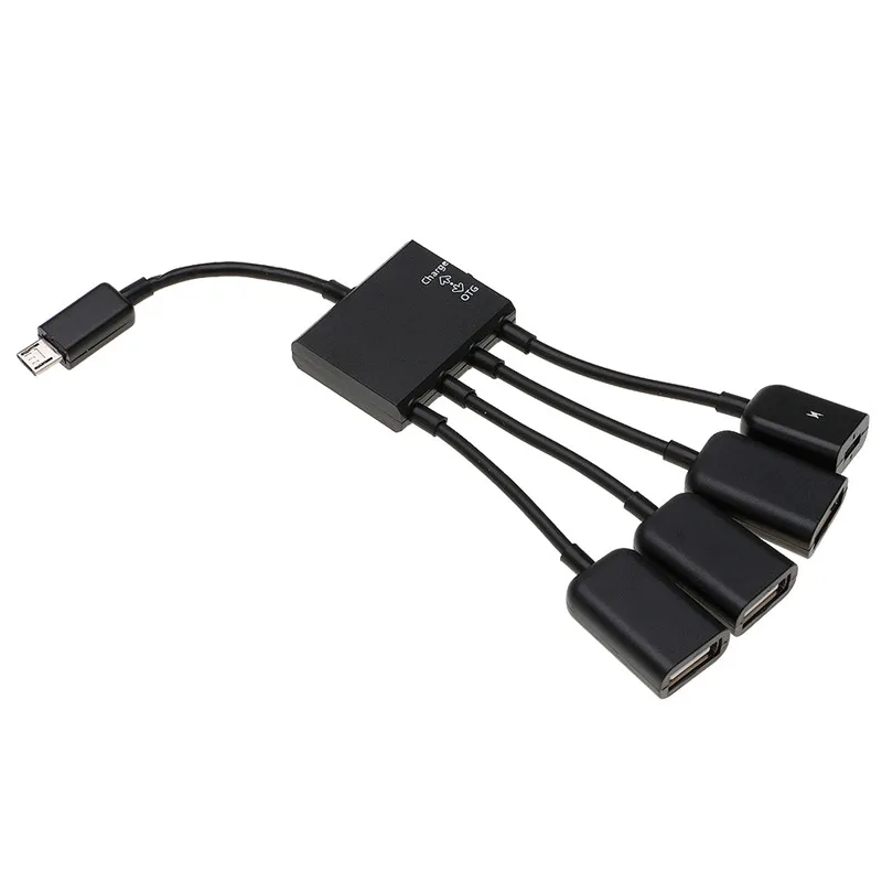 Micro USB на 3 порта USB 2,0 с 1 портом зарядки Micro usb-хаб OTG адаптер Черный