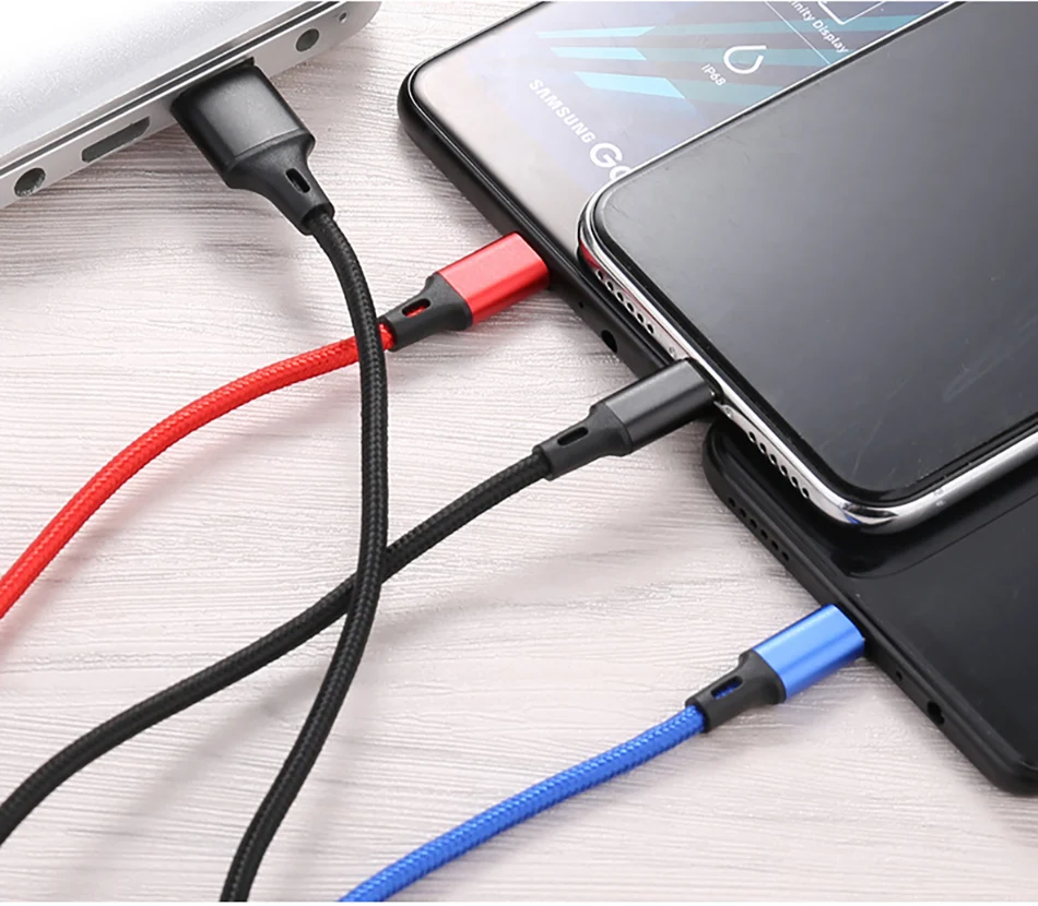 NOHON Nylon 3 In 1 Lighting Charger Cable For iPhone X 7 8 6 Plus Micro USB Type C For Samsung Xiaomi 5 Universal Fast Charging (12)