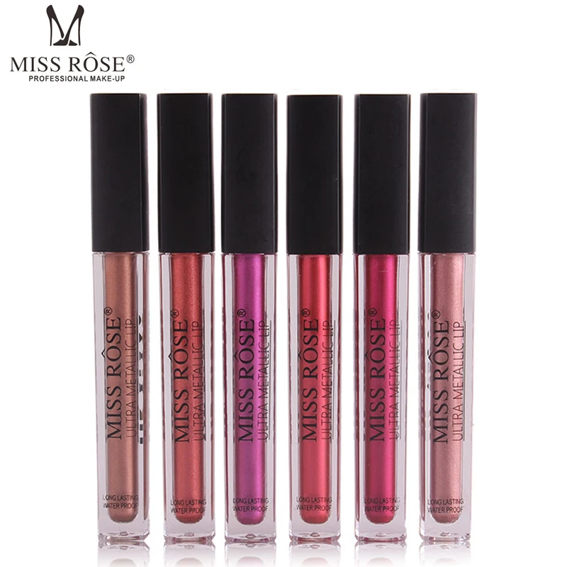 MISS ROSE Новый макияж водоотталкивающий увлажнитель губ глянцевый металлический