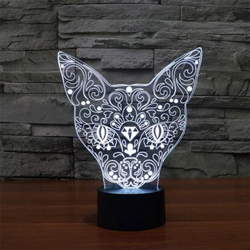 Elegant 3D little Cat Shape Nightlights 3d led Night Light Sensor Switch Botton Desk Reading Lamp for kids toys 