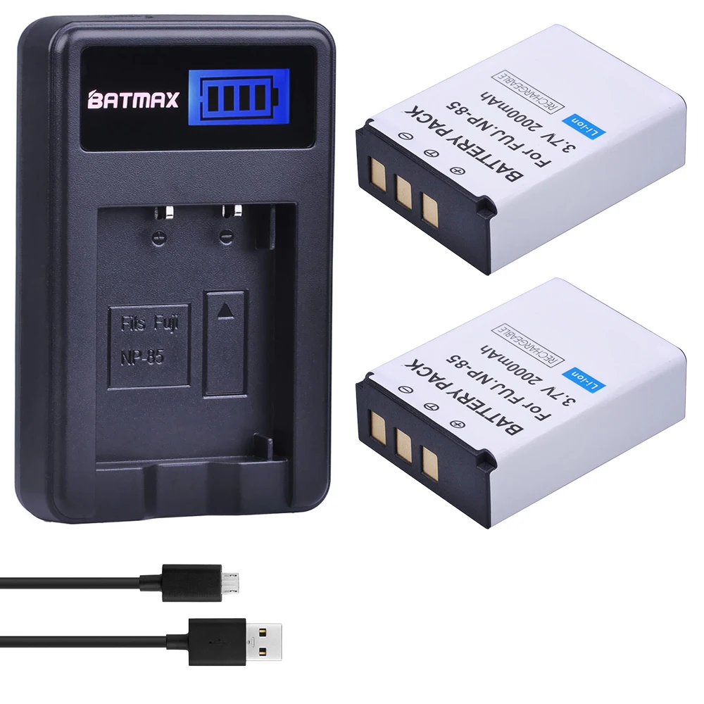 Batmax 2 шт. FNP-85 NP85 NP-85 Батарея+ ЖК-дисплей USB Зарядное устройство для ЖК-дисплея с подсветкой Fujifilm S1 SL1000 SL240 SL245 SL260 SL280 SL300 камеры