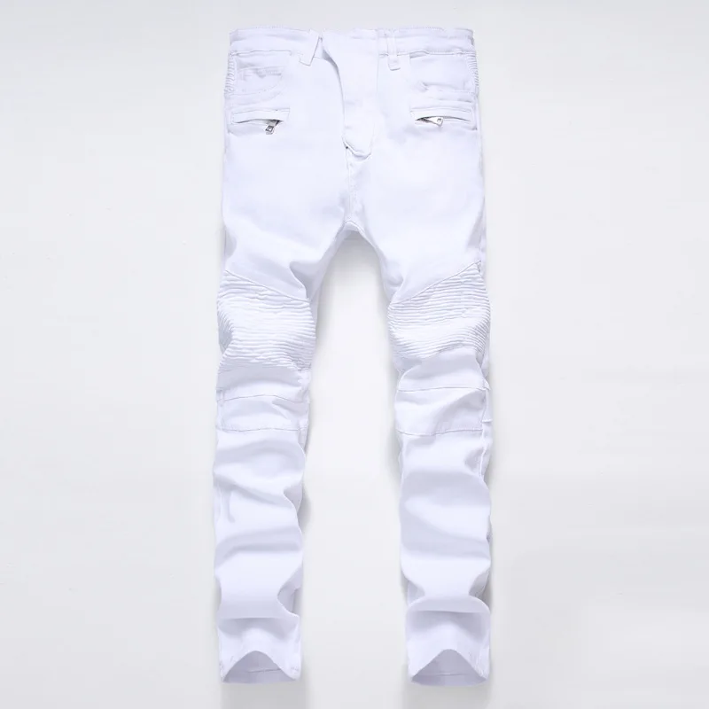 Новинка, мужские джинсы в стиле панк, для улицы, плиссированные, облегающие, хип-хоп, джинсовые брюки, высокое качество, мотоциклетные штаны, плюс размер 27-42