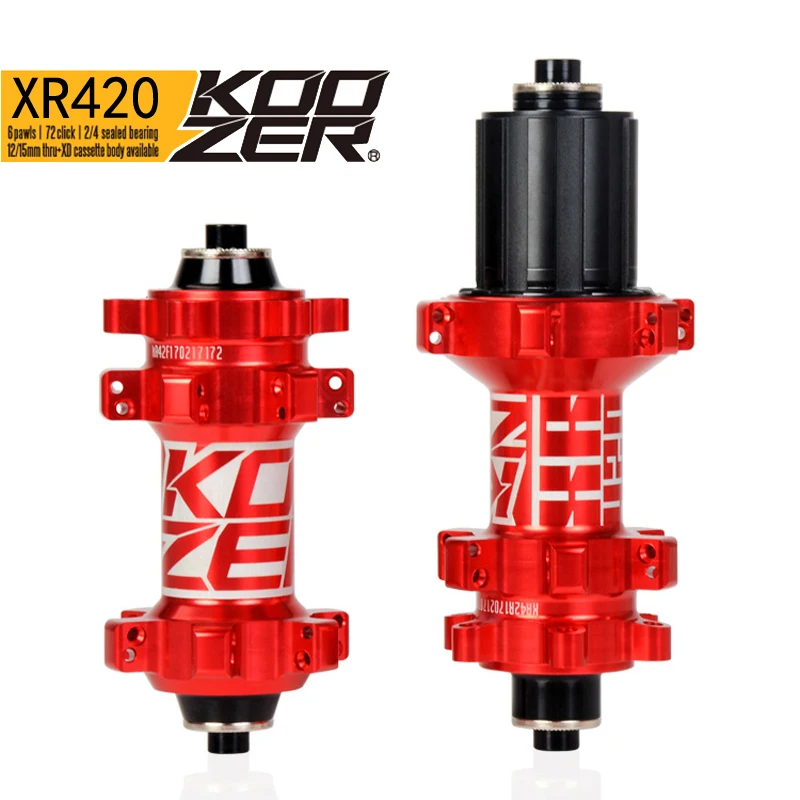 KOOZER XR420 передняя, Задняя Ступица, 24 Отверстия, велосипедные ступицы, быстросъемные 4 подшипники, 6 пауков, 72 клика, прямые тяги, горный велосипед MTB