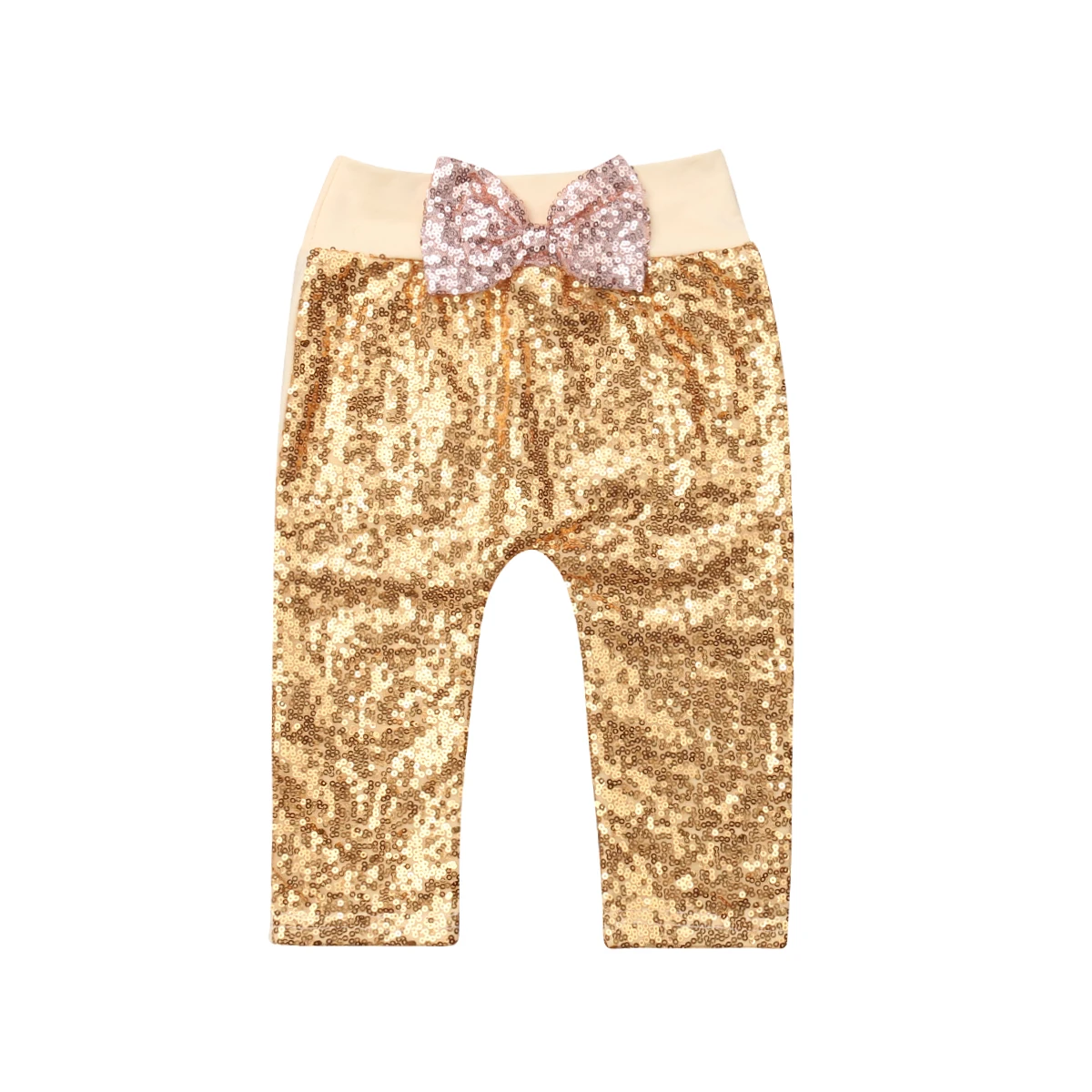 Детское платье для маленьких девочек, брюки с блестками для детей ясельного возраста для маленьких девочек золотые повседневные длинные брюки Шикарные Длинные брюки, штаны для девочек на возраст от 3 до 24 месяцев - Цвет: Золотой