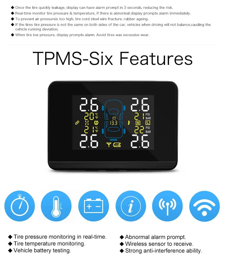 Автомобильный беспроводной TPMS монитор давления в шинах, двойной USB Автомобильное зарядное устройство для телефона gps с 4 внешними сменными датчиками батареи