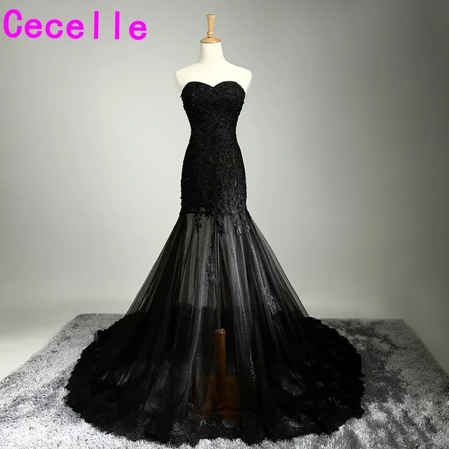 Black with Sheer Long Prom Dresses