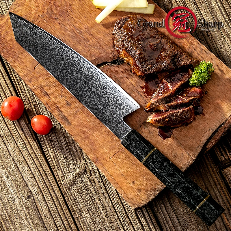  8.2 Inch Damascus Kitchen Knife Handmade Chef Knife VG10 Japanese Damascus Steel Kiritsuke Kitchen  - 33012439108