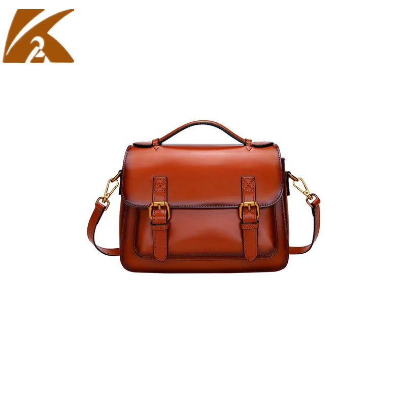 

KVKY Genuine Leather Crossbody Bags for Women 2018 Vintage Real Cow Leather Satchels Shoulder Bag Women Messenger Bags Brown
