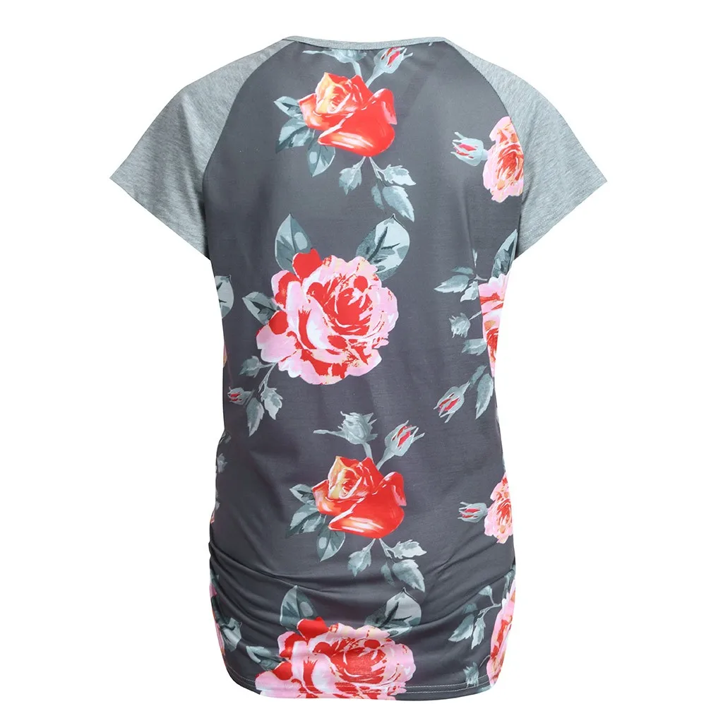 

Women Maternity Short Sleeve Floral Print Tops Pregnancy T-shirt Clothes L316