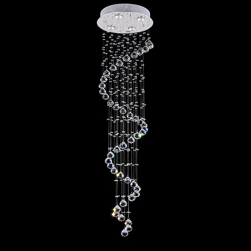 

VALLKIN Modern Luster Crystal Chandeliers Lighting Fitting Single Staircase LED Pendant Lamp For Foyer Bar Restaurant Decoration
