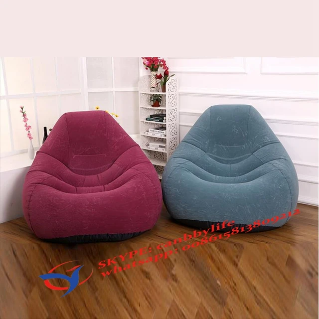 Flocked Velvet Deluxe Intex Beanless Bag Inflatable Chair With Puncture