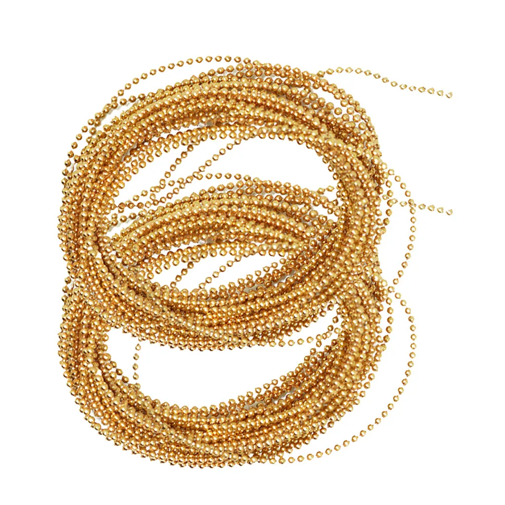 2Pcs 5M Christmas String Gold Bead Garland Spool Bouquet Party Wedding Decor