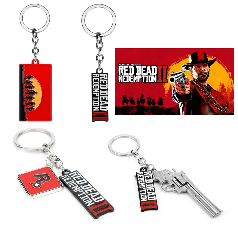 

Game Trinket Key Chain Red Dead Redemption Weapon Model Gun Key Ring Metal Pendant Keyholder Trendy Jewelry Keyfob llaveros