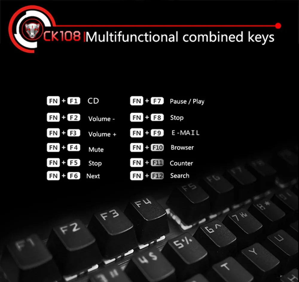 Motospeed CK108 механическая клавиатура USB Проводная игровая клавиатура синий/черный переключатель с 18 режимом подсветки для настольного ноутбука геймера