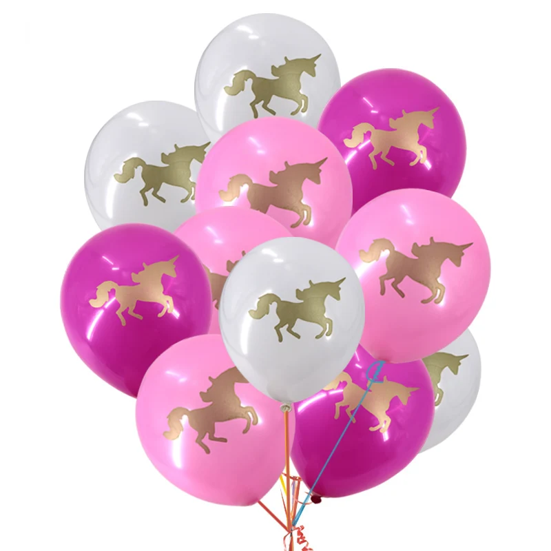 Золотой Единорог набор одноразовой посуды наборы розовые фольгированные воздушные шары-единороги Бумажная гирлянда торт Топпер День Рождения вечерние принадлежности