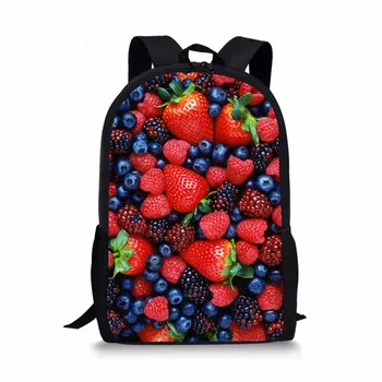

THIKIN Fruit Design Girls Boys School Bag Strawberry Bookbag for High School Student 16 inch Child Bookbag Women Custom Mochila