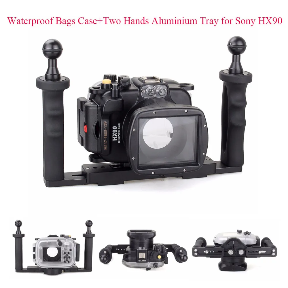 

Meikon 40m/130ft Underwater Diving Camera Housing Case for Sony HX90+Two Hands Aluminium Tray,Waterproof Bags Case Cove for Sony