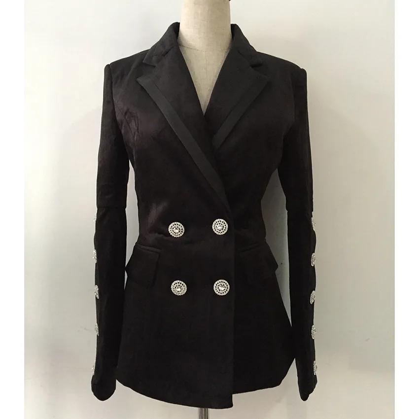 European style women double breasted velvet jackets coat Chic elegant Blazers jackets D753