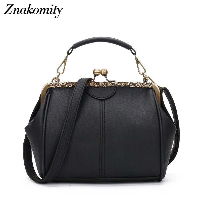 Znakomity retro women messenger bags PU leather tote bag small clutch handbags hasp tote bag women's shoulder bags vintage black