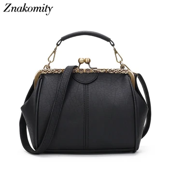 

Znakomity retro women messenger bags PU leather tote bag small clutch handbags hasp tote bag women's shoulder bags vintage black