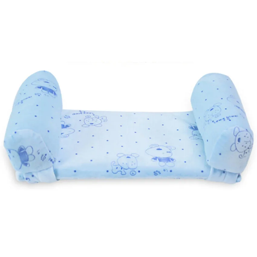 Милый мультяшный принт вогнутой Регулируемый подушки определенной формы для новорожденных синий/розовый удобные против скатывания детская подушка