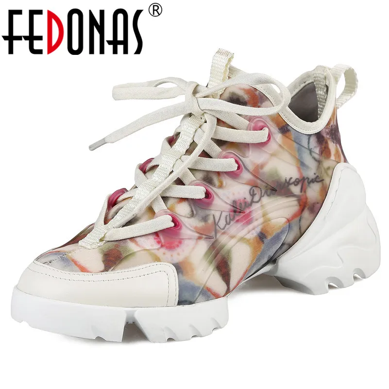 Модный бренд fedonas; коллекция года; сезон весна-лето; Новинка; женская обувь на плоской подошве с круглым носком на шнуровке; классические женские кроссовки из эластичной ткани