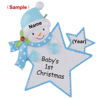 Детское первое рождественское персонализированное Рождественское украшение, домашнее украшение подарок на день рождения ребенка, орнамент ручной работы - Цвет: Baby Boy Star