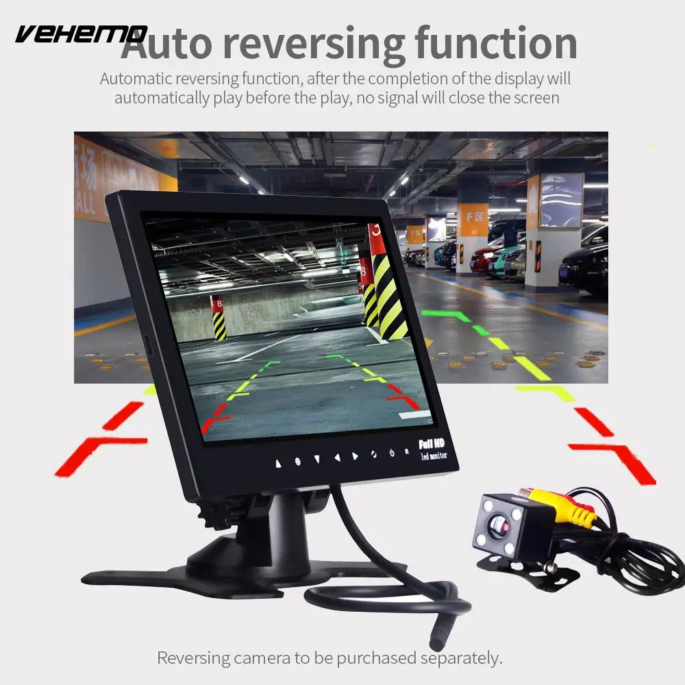 

VEHEMO Universal Reverse Priority Monitor Car MP5 Player LCD 2 Rearview Built-in Horn Support Backing Handoff FM Transmitter