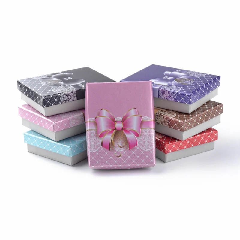 

12pcs Cardboard Necklaces and Earrings Set Boxes with Sponge Inside For Jewelry Gifts Storage Display Box Rectangle Mixed Color