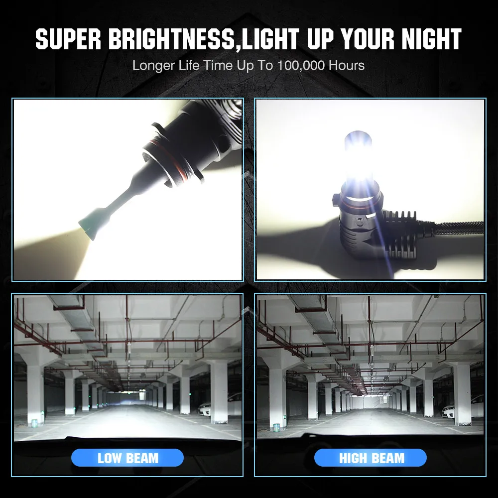 NOVSIGHT 2 шт. мини светодиодные лампы luces h4 Автомобильные 50 Вт 10000LM 6500 К новые белые