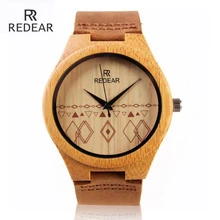 2017 New Bamboo Watch Men Women Leather Strap Genuine Lovers' Quartz Watches Men Luxury Brand Wristwatch Relogio Masculino Clock