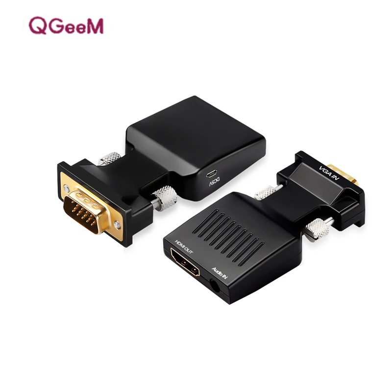 QGeeM VGA to HDMI Converter Adapter 1080P VGA HDMI Adapter For PC Laptop to HDTV Projector Video Audio Converter QGeeM VGA to HDMI Converter Adapter 1080P VGA HDMI Adapter For PC Laptop to HDTV Projector Video Audio Converter
