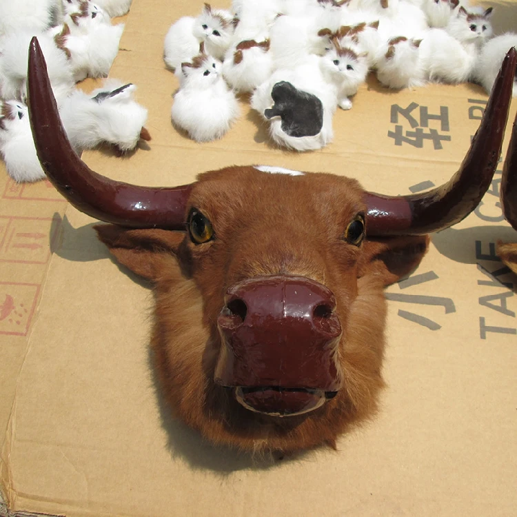 

Simulation yellow cow's head polyethylene&furs cow's head model funny gift about 34cmx36cmx23cm