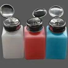 1pcs 200ML Portable Press Empty Refillable Bottle Liquid Alcohol Pump UV Gel Nail Polish Cleaner Acetone Water Remover Dispenser