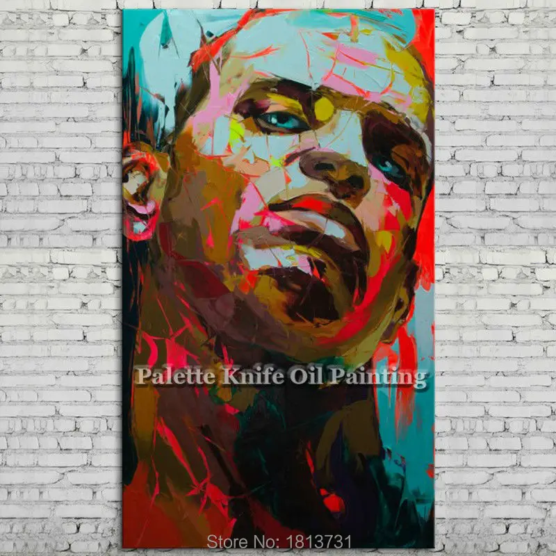 

Hand painted Francoise Nielly Palette knife portrait Face Oil painting Character figure canva wall Art picture for living room 8