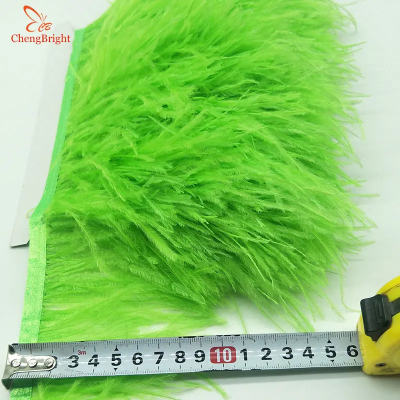 ChengBright Высокое качество 1 м белый страусиное перо лента страусиные перья отделка бахрома DIY аксессуары для одежды - Цвет: fruit green