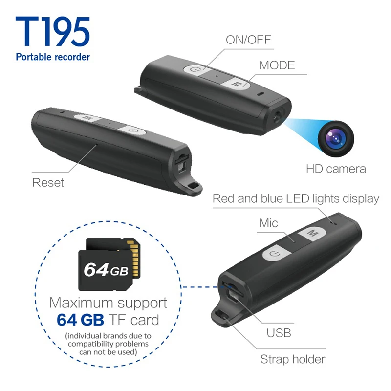Volemer Newest T195 Mini Camera HD 1080P Sensor Night Vision Camera Motion Dvr Micro Camera Portable Small Camcorder Pk T189 Cam