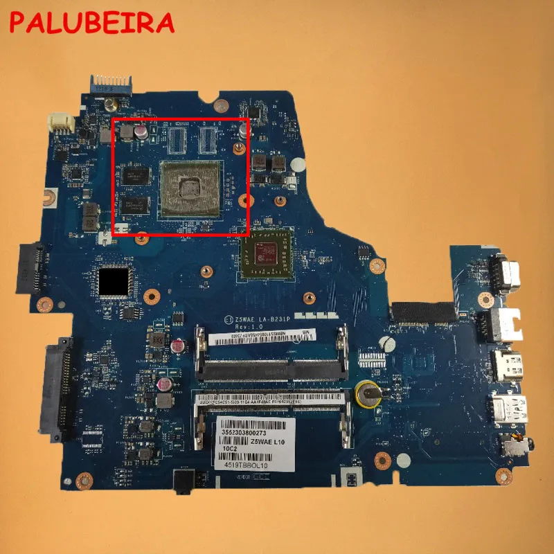 

PALUBEIRA Mainboard Z5WAE LA-B231P For acer aspire E5-521 E5-521G laptop motherboard NBMS511005 NB.MS511.005 DDR3