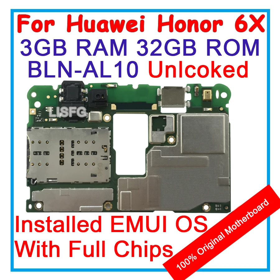 Материнская плата для HUAWEI Honor 6X 6 X 3 Гб ОЗУ 32 ПЗУ 100% оригинальная материнская EMUI