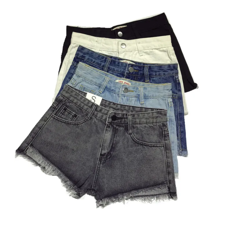 

B2360 2019 new women summer show fashion trend slim broad-legged hot high-waisted denim shorts cheap wholesale
