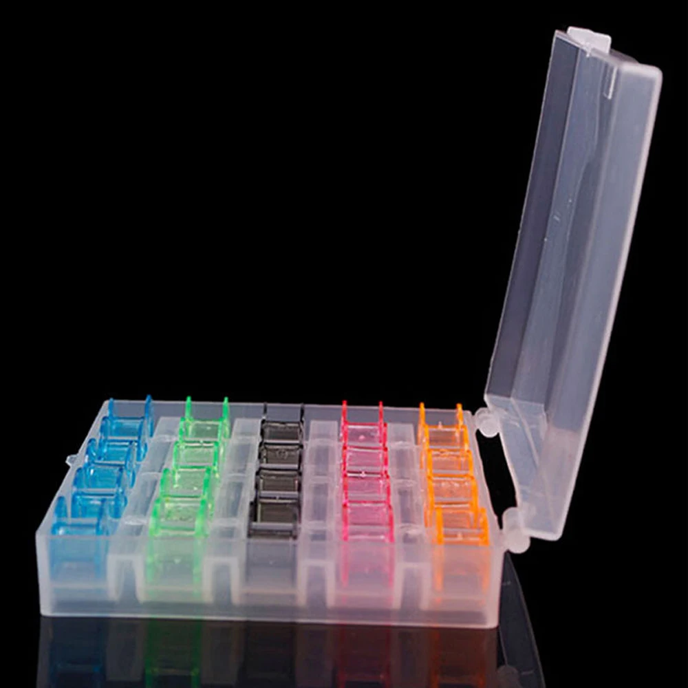 

Sewing machine bobbin packing storage box 25 lattice multi-colored hollow bobbin 25 lattice transparent storage box