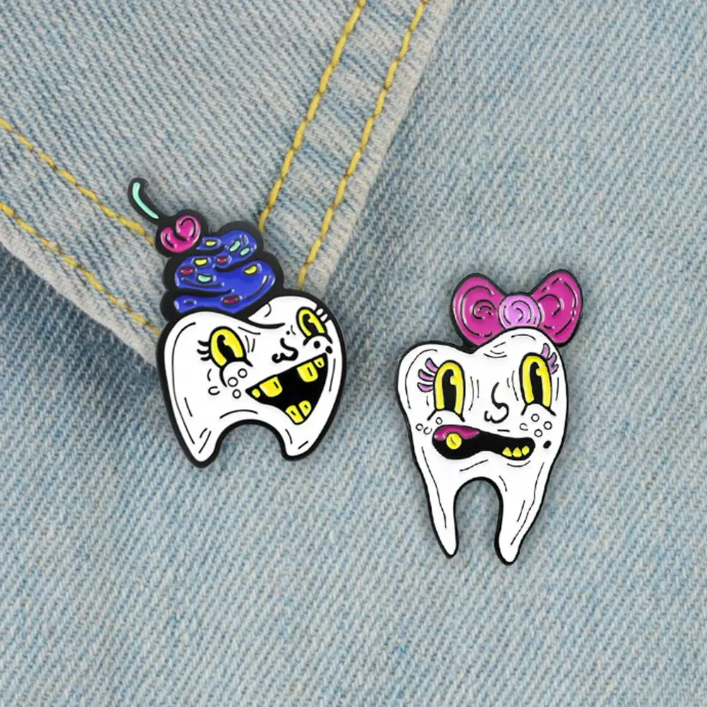 

Funny Cartoon Tooth Enamel Brooch Pin Unisex Denim Jacket Collar Backpack Badge hot