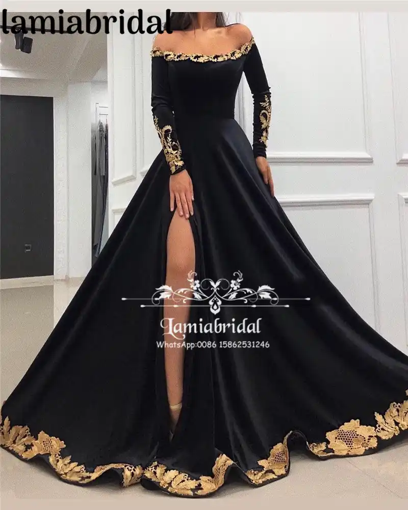 black and gold plus size evening dresses