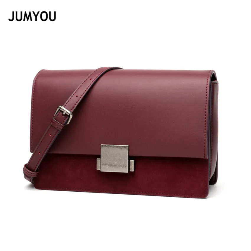

Genuine Leather Messenger Bags For Women Shoulder Bags For Female Flap Small Solid Red Wine Fashion Cross body Bags For Ladies